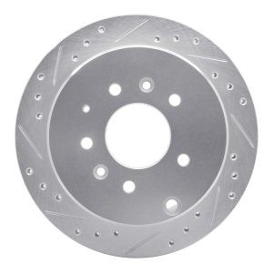 Mazda 929 Brake Rotor (1) - Rear Left - R1 Concepts - Drilled & Slotted - Silver - `92-`06